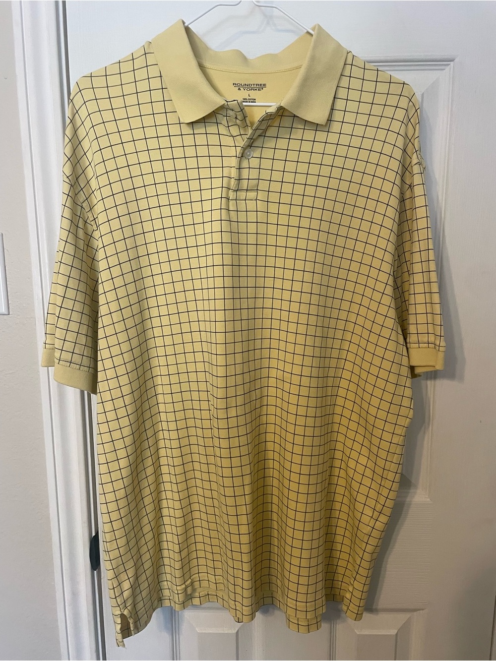 Roundtree & Yorke Yellow Grid Polo